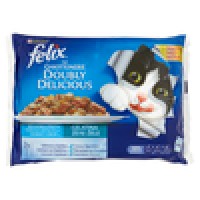 PURINA FELIX DOUBLY DELICIOUS Con Salmone e Sardine, Con Trota e Sgombro in Gelatina Busta