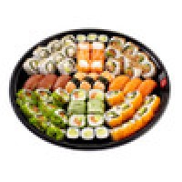Happy Party Mix 3XL 8 Cheese Cali Roll, 8 Crunch Salmone Roll, 8 Wakame Salmone Roll, 8 California Masago, 6 Maki Avocado, 6 Verde Maki Salmone, 6 Roll'in Salmon Cheese, 3 Sushi Tonno, 3 Sushi Salmone