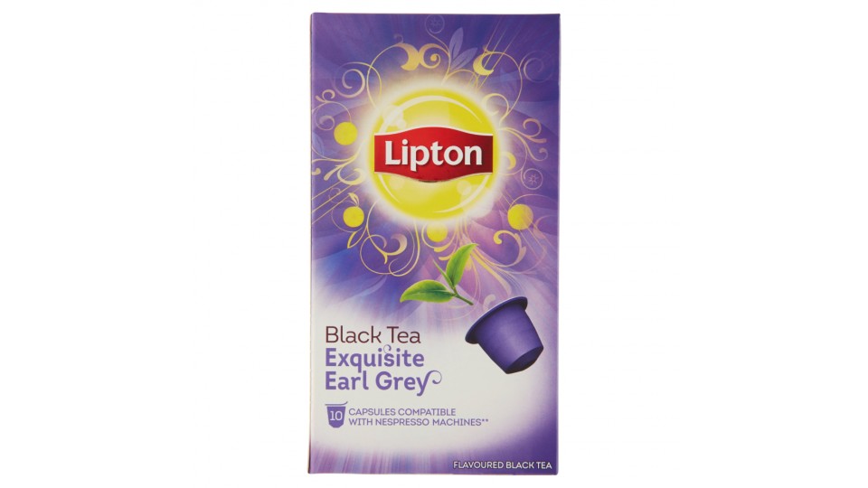 Lipton Black Tea Exquisite Earl Grey 10 Capsules Compatible with Nespresso Machines**