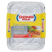 Domopak Vaschette in alluminio con coperchi 4 porzioni - Confezione scorta