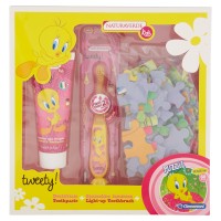 Naturaverde Kids Gift Set Looney Tunes Tweety! Dentifricio 75ml +Spazzolino luminoso +puzzle