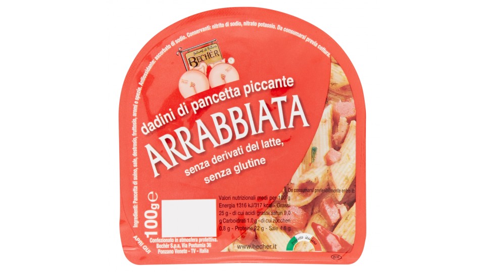 Bechèr dadini di pancetta piccante Arrabbiata
