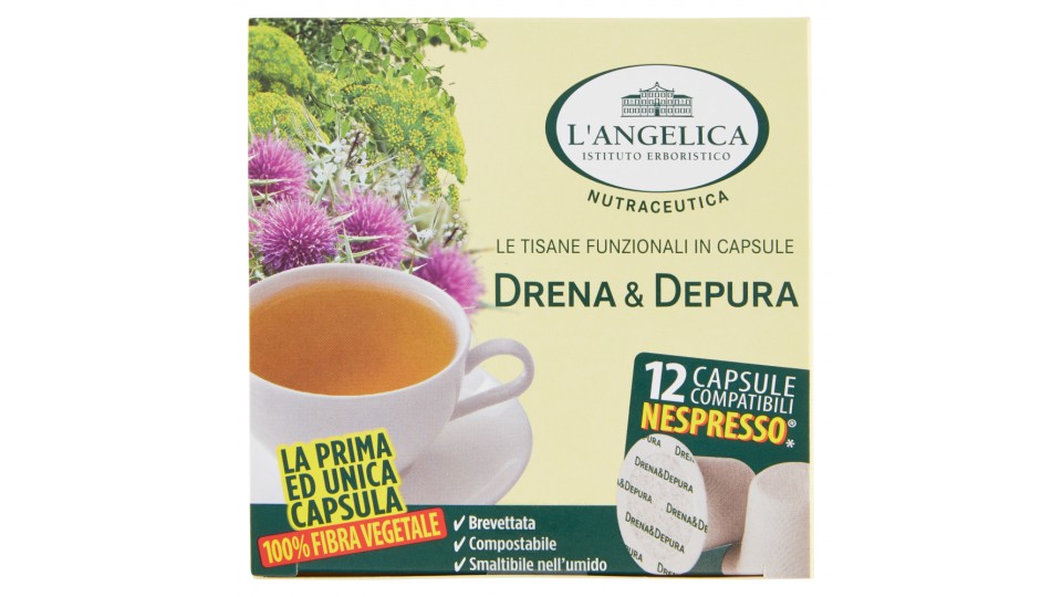 L'Angelica Nutraceutica le Tisane Drena & Depura 12 Capsule Compatibili Nespresso*