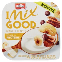 müller Mix I Mix Good Bianco Denso Nocciole, Noci Pecan e Banana Più Gocce di Cioccolato