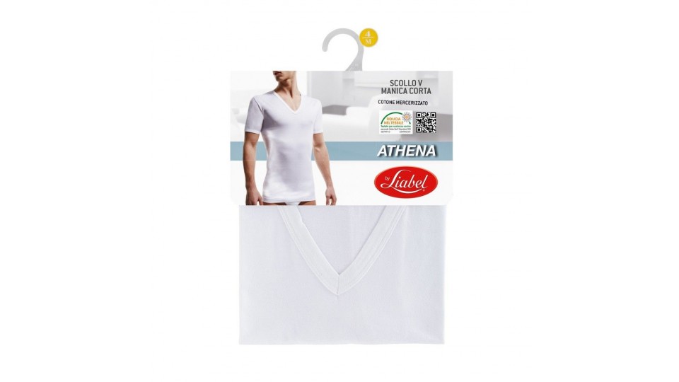 T-SHIRT UOMO MANICA CORTA SCOLLO A V V BIANCO 