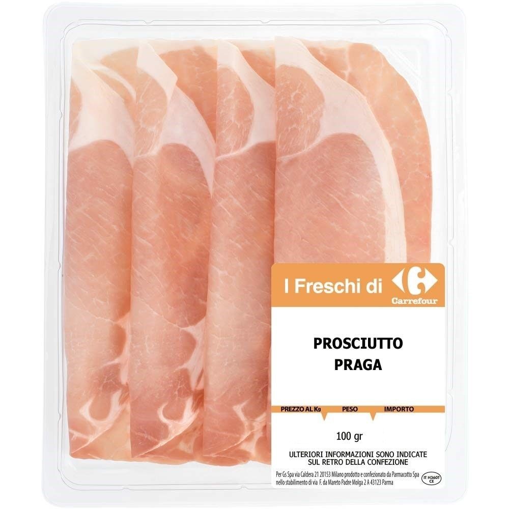 Prosciutto cotto di Praga gia' affettato e confezionato Salumi e