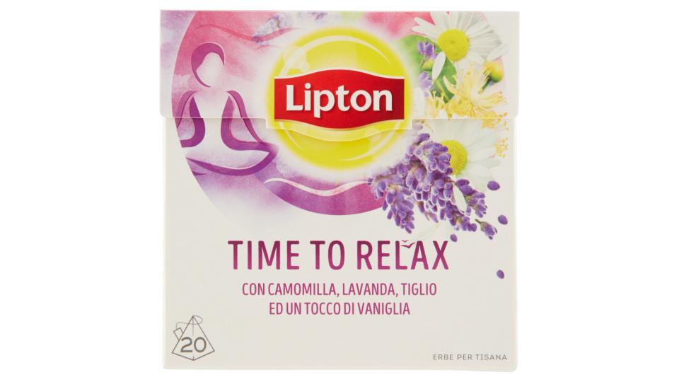 Lipton Time to Relax con camomilla, lavanda, tiglio e vaniglia
