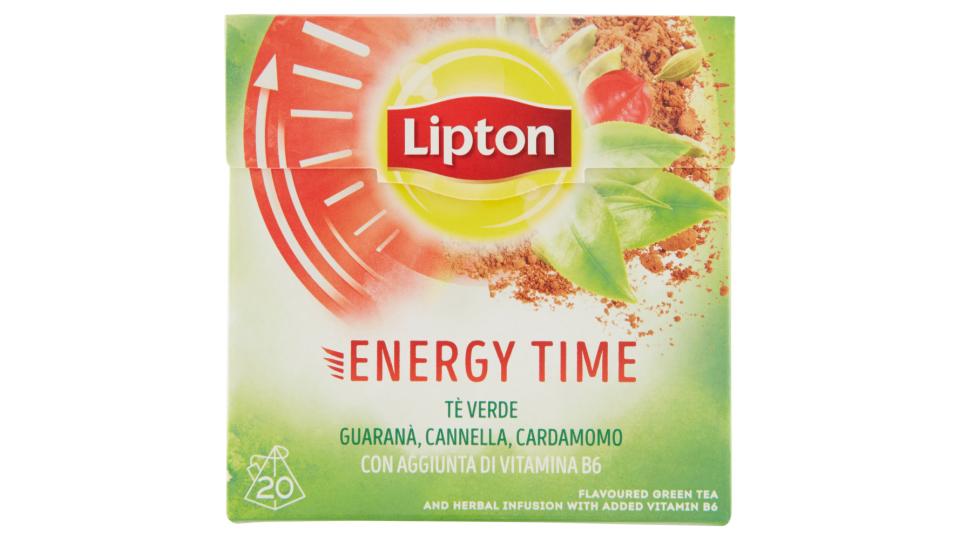 Lipton Energy Time con Tè verde, guaranà, cannella, cardamomo e vitamina B6