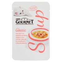 PURINA GOURMET Soup Gatto Delicato brodo con salmone naturale, guarnito con verdure