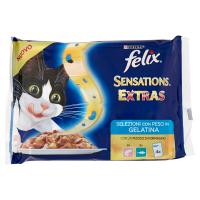 PURINA FELIX SENSATIONS EXTRAS Gatto Umido con Salmone o Tonno + Formaggio4x100g