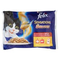 PURINA FELIX Sensations Sauces Gatto Con Tacchino gusto Bacon e con Manzo e Pomodoro Busta