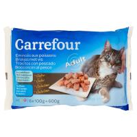Carrefour Adult Bocconcini al pesce in gelatina al merluzzo, al tonno per gatti
