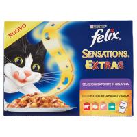 PURINA FELIX SENSATIONS EXTRAS Gatto Umido Con Manzo/Salmone/Tonno/Pollo + Formaggio/Bacon