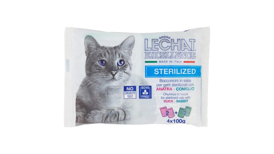 LeChat Excellence Sterilized Bocconcini in salsa per gatti sterilizzati con Anatra-Coniglio