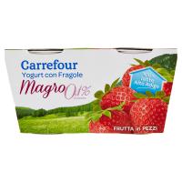 Carrefour Yogurt con Fragole Magro 0,1% di Grassi Frutta in Pezzi