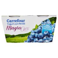 Carrefour Yogurt con Mirtilli Magro 0,1% di Grassi Frutta in Pezzi