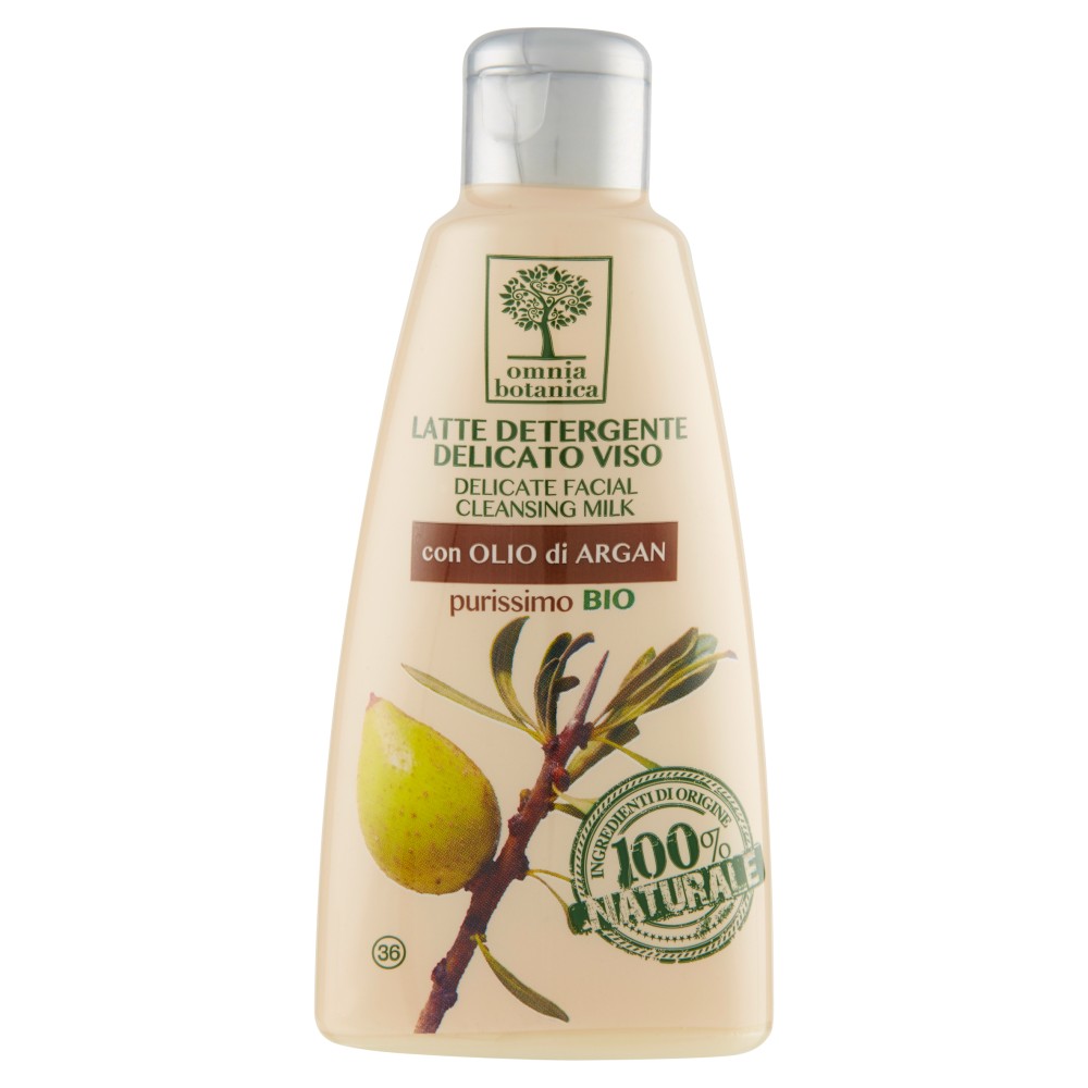 omnia botanica Latte Detergente Delicato Viso con Olio di Argan purissimo Bio
