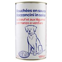 Bocconcini in salsa con manzo e verdura per cani