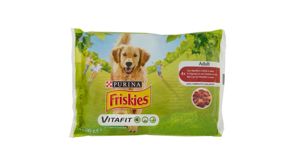 PURINA FRISKIES Cane Umido BOCCONI IN SALSA con Agnello e Carote