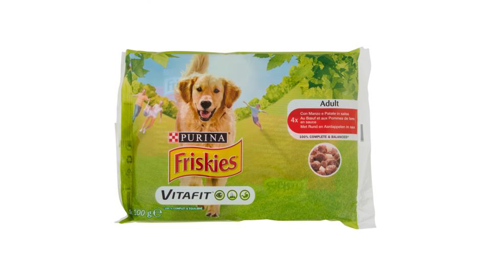 PURINA FRISKIES Cane Umido BOCCONI IN SALSA con Manzo e Patate
