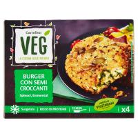 Carrefour Veg Burger con Semi Croccanti Spinaci, Emmental Surgelato