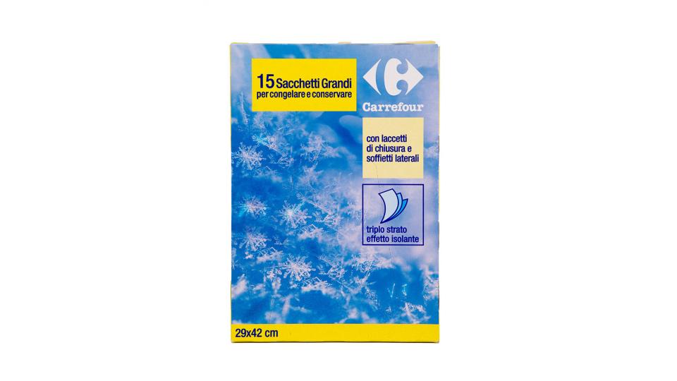 Carrefour Sacchetti Grandi per congelare e conservare (15 pezzi