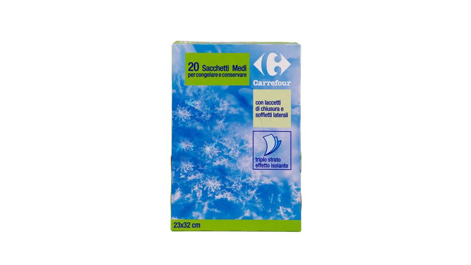 Carrefour Sacchetti Medi per congelare e conservare (20 pezzi