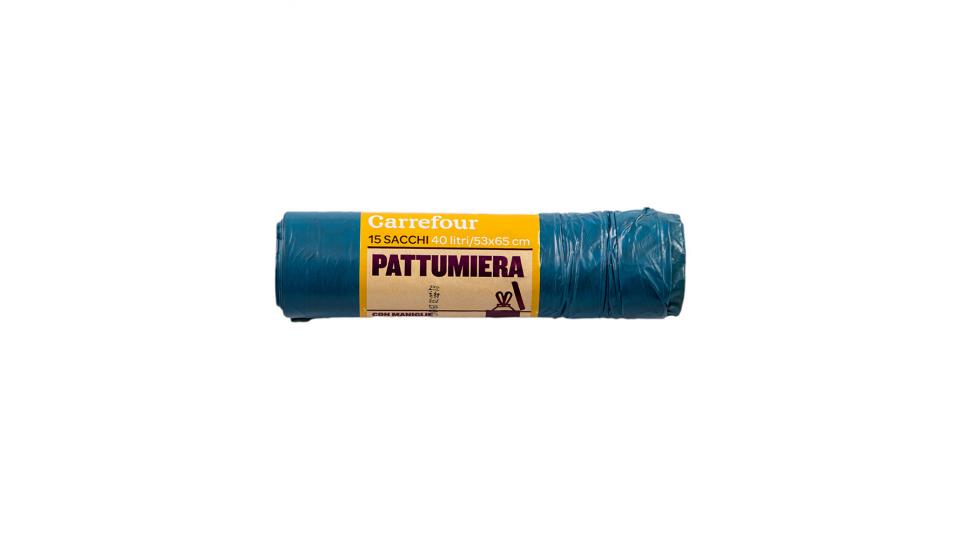 Carrefour Sacchi Pattumiera Azzurri con Maniglie Tira e Chiudi (40 litri - 53 x 65 cm)