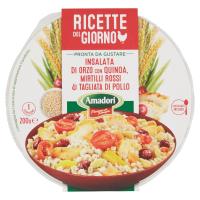 Amadori Ricette del Giorno Insalata di Orzo con Quinoa, Mirtilli Rossi & Tagliata di Pollo