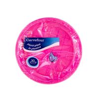 Carrefour Piatti Piani in Plastica Fucsia 30 pz Ø