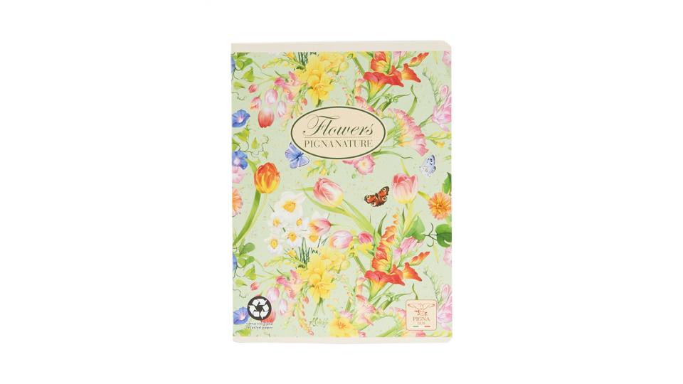 Pigna Nature Flowers Quaderno formato A5, quadretti grandi Q con margini, fantasie assortite