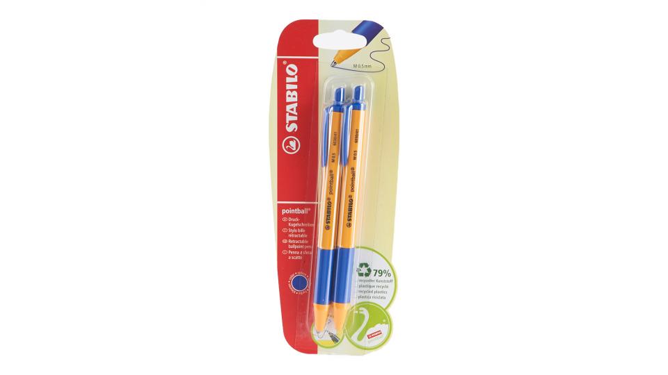 Stabilo pointball Penna a sfera a scatto, punta M 0.5 mm, colore blu