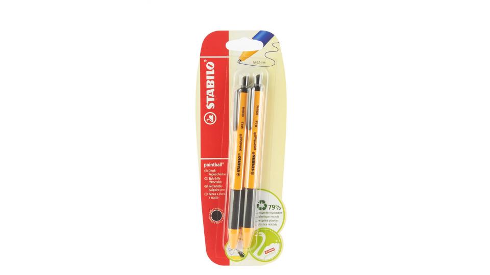 Stabilo pointball Penna a sfera a scatto, punta M 0.5 mm, colore nero