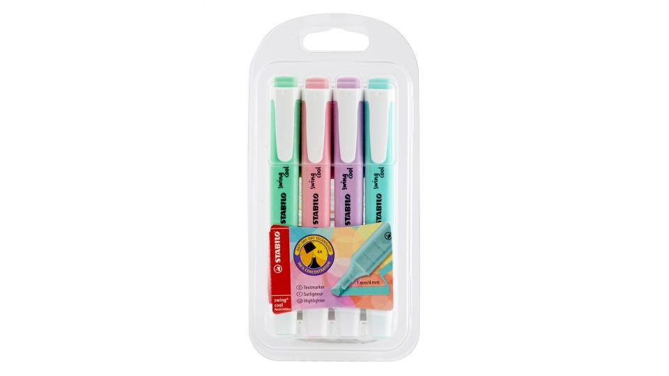 Stabilo swing cool Evidenziatore da tasca con clip, punta 1mm / 4mm, colori pastello