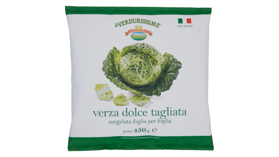 Campi Reali, le Verdurissime verza dolce tagliata surgelata foglia per foglia