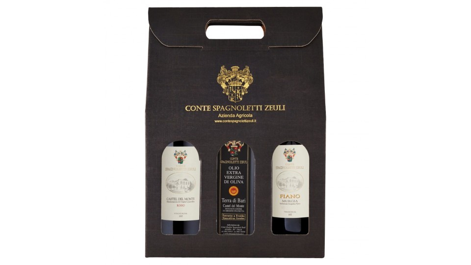Conte Spagnoletti Zeuli, Castel del Monte rosso - Fiano Murgia - Olio extra vergine di oliva Terre di Bari