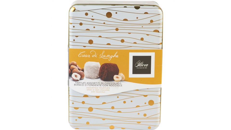 Cuor di Langhe Tartufi assortiti di cioccolato bianco o fondente con nocciole