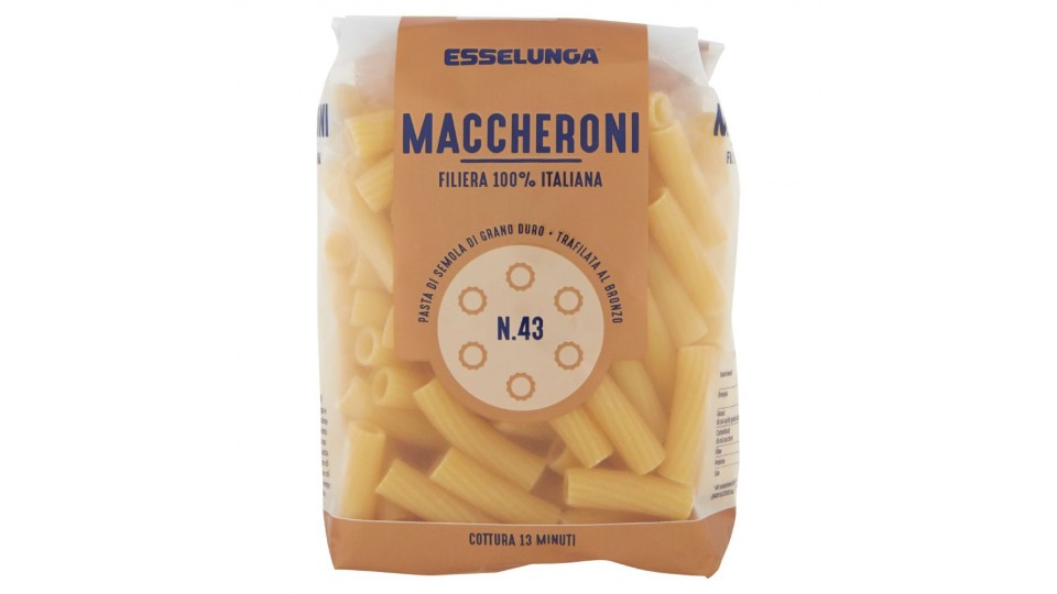 Esselunga Maccheroni n.43 filiera 100 italiana Pasta e Riso Spesa Online a casa confronta