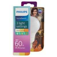 Philips LED SceneSwitch Lampadina con 3 impostazioni di luminosità 220-240V, E27