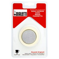 Bialetti, ricambi per Moka express, Dama, Break, Fiammetta 3 guarnizioni + 1 piastrina