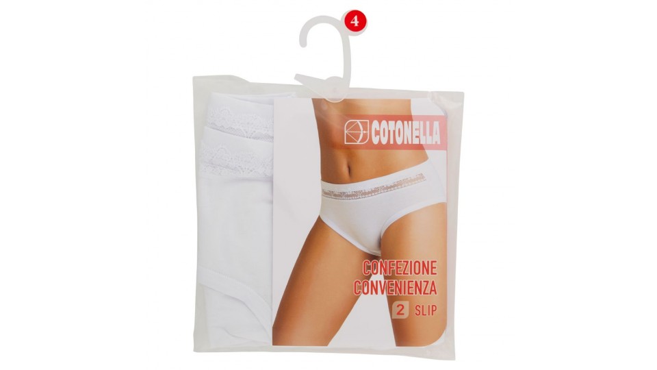 Cotonella Slip midi con pizzo, confezione convenienza