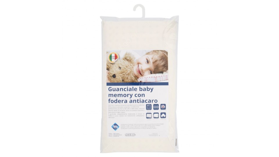 Guanciale Baby Memory con fodera antiacaro, misura
