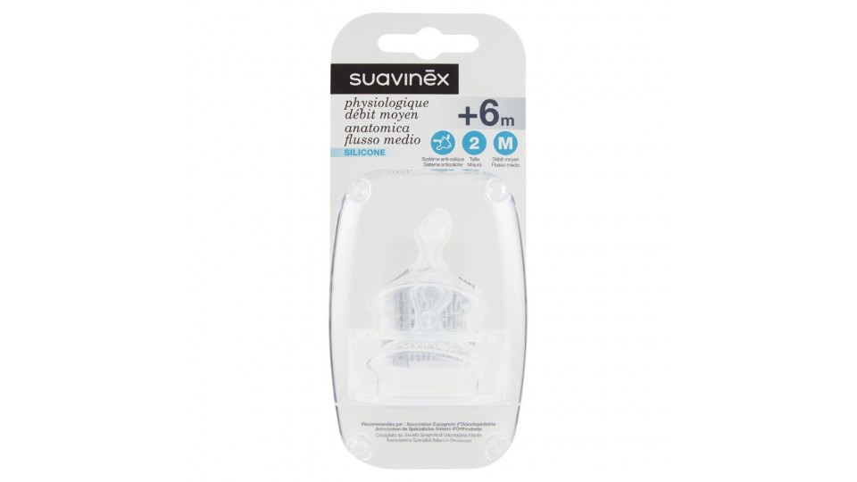 Suavinex, tettarella anatomica flusso medio Silicone +6m
