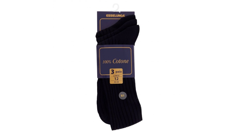 Esselunga Calze lunghe a costine, 100% cotone, 3 paia 12(43 e