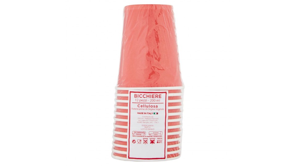Bicchiere cellulosa 200 ml red