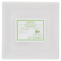 Piatto compostabile mis. 18x18 cm white