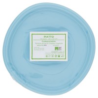 Piatto compostabile mis. 22x22 cm azzurro