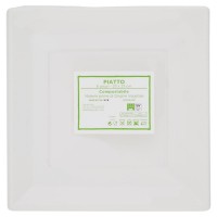 Piatto compostabile mis. 23x23 cm white