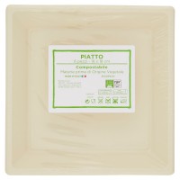 Piatto compostabile mis. 18x18 cm cream