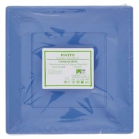 Piatto compostabile mis. 23x23 cm blu